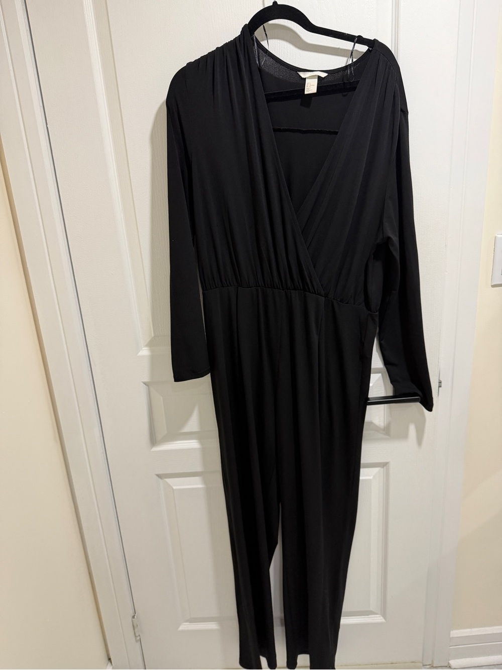 Plus size Black Long Sleeve Wrap Jumpsuit